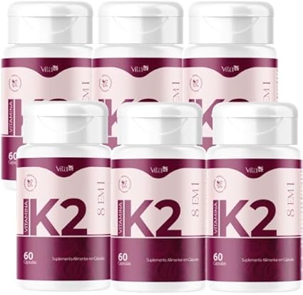 06 Frascos Vita K2 – Colágeno Vitamina K2 | Saúde da Pele | Antienvelhecimento Facial | Anti-Rugas