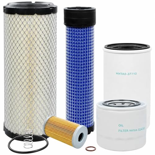 HH164-32430 Oil Filter/HHTA0-37710 Hydraulic Filter/TA040-93220 Air Filter/TA040-93230 Air Filter/15521-43160 Fuel Filter Maintenance Filter Kit Compatible with Kubota L3010 L3130 L3410 L3430 HST