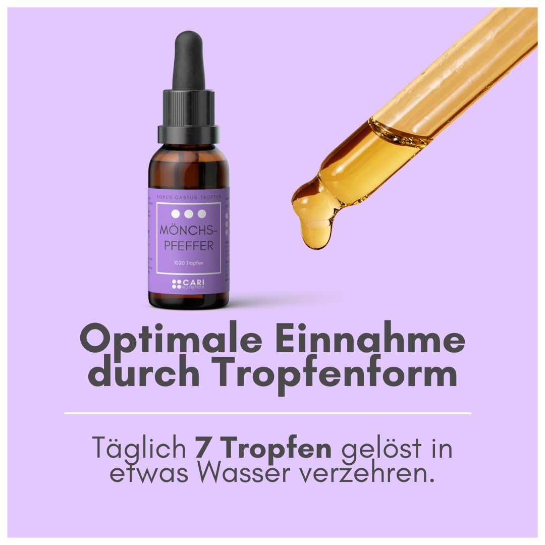 Mönchspfeffer | 1020 Tropfen | Agnus Castus | PMS, Zyklus, Menopause, Kinderwunsch | hochdosiert - 30 ml Flüssigextrakt | vegan & made in Germany