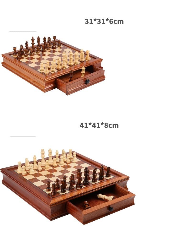 Juego De Ajedrez Juego De Tablero Ajedrez Viaje Portátil Magnético, Madera Y Almacenamiento, 2 Reinas Adicionales Tablero(41x41x8cm)