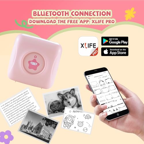 Image of vretti Sticker Printer, TP2-Y Mini Portable Thermal Printer Inkless Sticker | Bluetooth Label Maker Machine Pocket Instant Print for Study Graphics, Anatomical Diagrams, Photos, Students