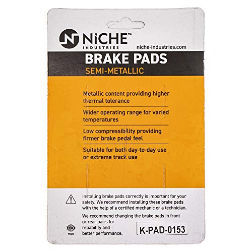 Image of NICHE Brake Pad Set for Harley-Davidson 41300169 Semi-Metallic | Harley-Davidson /BMW, Fits 2016-2019 Street 500 XG500; 1996-1997 F650ST; 2018 K1600 Bagger; 1998-2000 F650; 1999-2012 F650GS