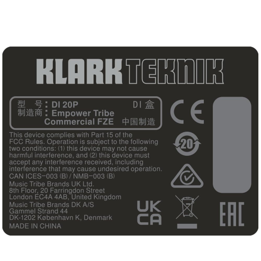Amazon.com: Klark Teknik PRO DI 2 DI 20P Passive Stereo DI Box