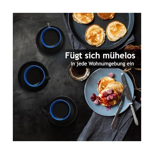 MIAMIO - 6 x 75 ml Espressotassen Set/Espresso Tassen Set mit Untertasse & Ständer - Kaffeetassen Set 6er Kaffeebecher Keramik - Le Papillon Kollektion – Bild 5