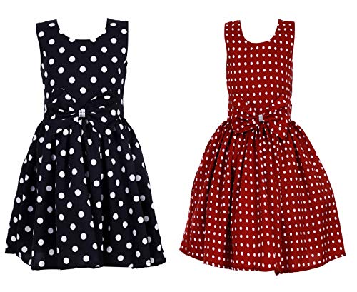 Image of Casual Frock for Baby Girls,Blue Printed and Olive Printed,Pack of 2