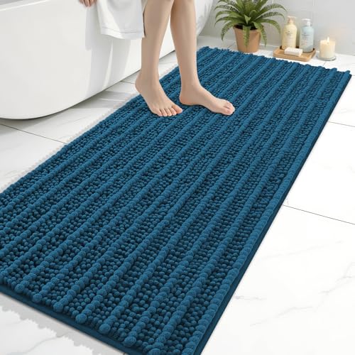 Image of Arotive Luxury Bathroom Ruuner Rugs 60x24, Extra Soft Thick Absorbent Shaggy Chenille Bath Rugs, Machine Wash Dry, Bath Mats for Bathroom Floor, Tub and Shower, Home Decor Accessories, Peacock Blue