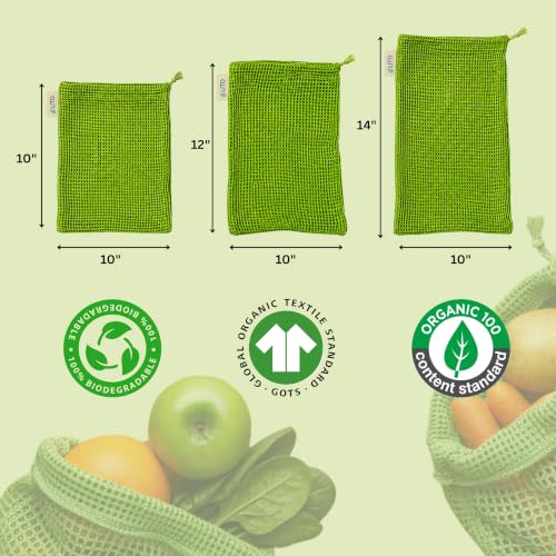 Image of Vegetable Bag for Fridge (6 pcs), Fridge Storage Containers with Drawstrings, 100% Cotton Vegetable Storage Bags for Refrigerator, Keeps Veggies Fresh Longer, Eco-Friendly Fridge Bag (Neem Green)