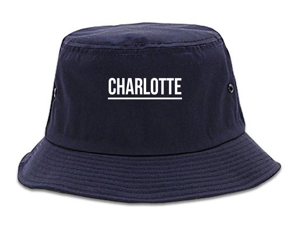 Kings Of NY City of Charlotte North Carolina NC Simple Underline Adult Unisex Bucket Hat Navy Blue