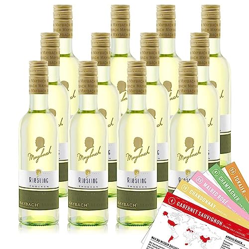 Maybach Riesling QbA, trocken, sortenreines Weinpaket + VINOX Winecards (12x0,25l)