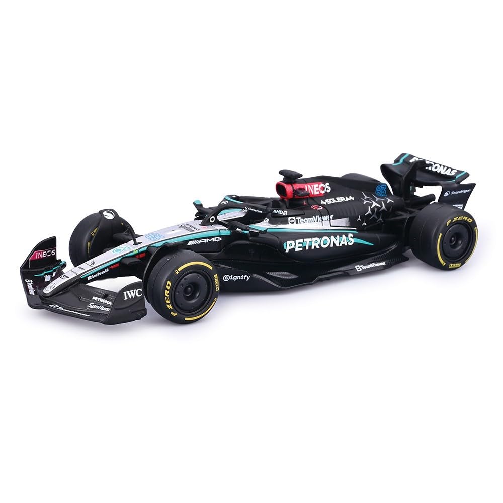 BBURAGO Mercedes-AMG Semi Truck con W15 (2024) #63 Russell, Set Diecast in Scala 1:43, Bisarca Dettagliata con Auto F1, Licenza Ufficiale, Età Consigliata 3+ Anni