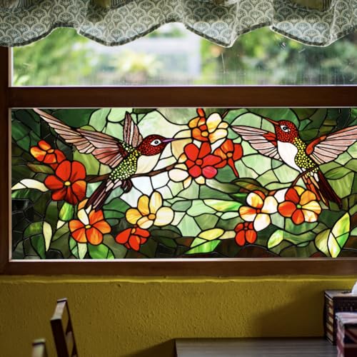 Película Decorativa de Ventana con Diseño Floral, 17.7 x 39.5 Pulgadas miniatura 5
