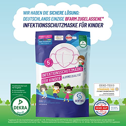 Sentias Kindermaske 5 Stück - Maske für Kinder BfArM zugelassen - Made in Germany Weià – Bild 6
