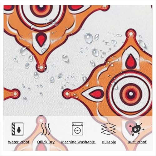 Rideau de douche orange 180x180 géométrique en tissu polyester