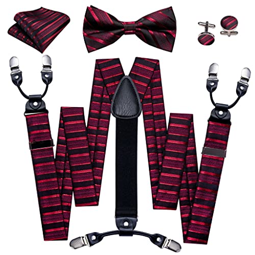 Set Hombre Tirantes y Pajarita de Seda Rayas