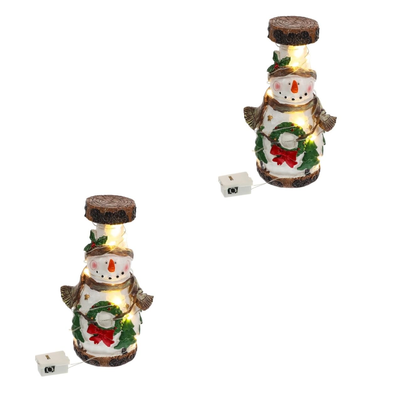 ABOOFAN 2 Juegos Portavelas muñeco de Nieve navideño portavelas de Navidad Estante de Velas de Navidad candelabros decoración Vintage portavelas Tallado de Navidad Bandeja de Vela Retro