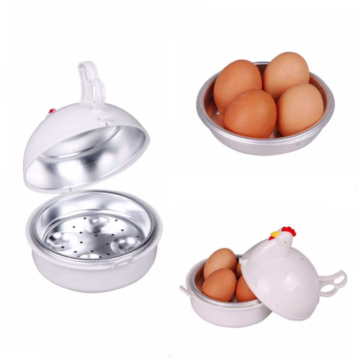 Healifty Chicken Shape Egg Cooker Egg Microwave Steamer Poacher Kitchen Tool Creative Design for Quick Cooking