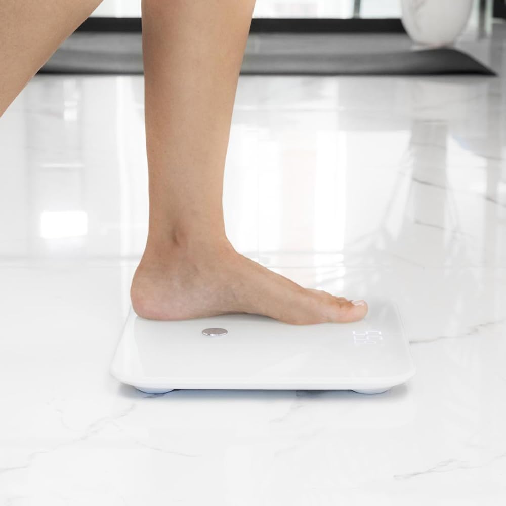 Cecotec Bilancia da bagno Surface Precision 970 Smart Healthy, Connessione Bluetooth 4.0, Misurazione dell'Impedenza Bioelettrica, Vetro Temperato, Display a LED
