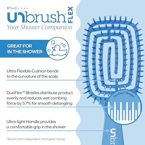 Image of FHI Heat UNbrush Flex Detangling Brush - Ultra-Flexible, Pain-Free Hair Brush Detangler with DuoFlex Anti-Static Bristles for Removing Tangles, Massaging Scalp & Faster Styling