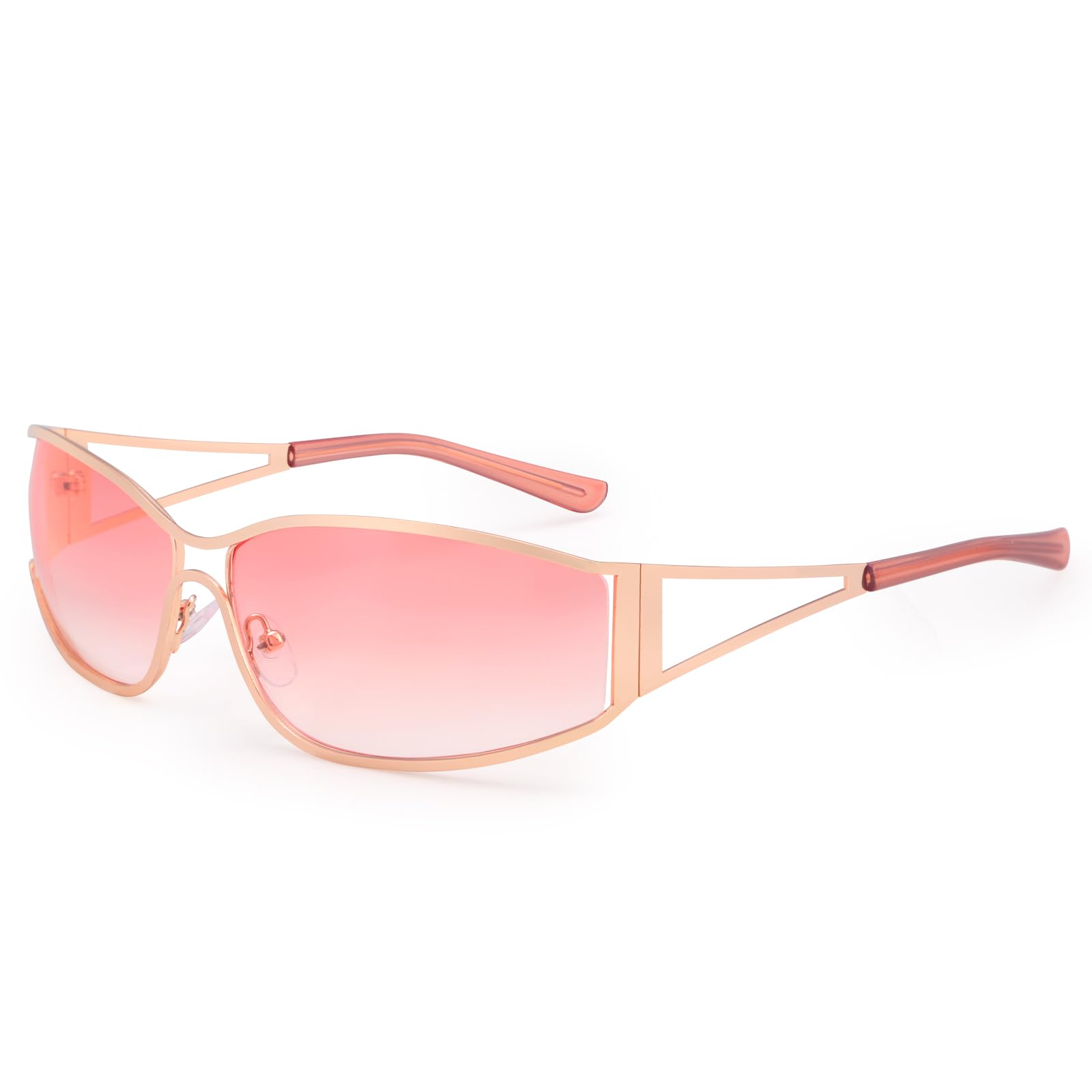 Dollger Y2k Sunglasses for Women Trendy Y2K Glasses Metal Wrap Around Retro 2000S Sunglasses