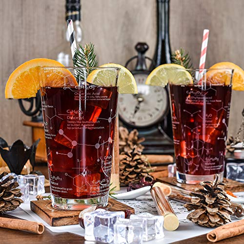 Greenline Goods Beer Glasses - 16 Oz Pint Glass (Set Of 2) – Science Of Beer Glassware - Etched With Beer & Hops Chemistry Molecules #TOP1