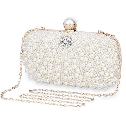 Selighting Pearl Beaded Cutch Purses For Women Evening Bags Formal Rhinestones Wedding Bridal Handbag Ladies Prom Party Purse Ivory #TOP12