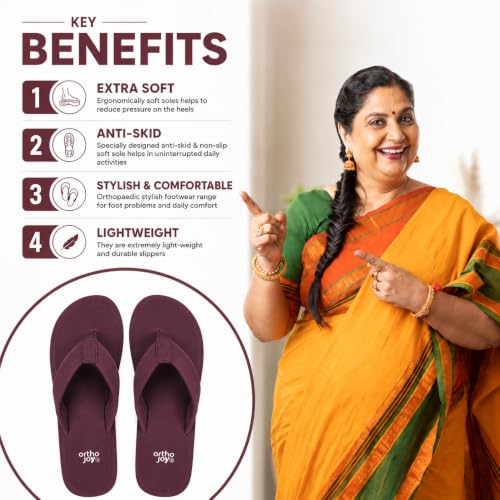 Image of ORTHO JOY Women's Doctor Ortho Slippers | Extra Soft Cushioned Footbed, Anti-Skid Lightweight Flip-Flops for Home & Daily Wear