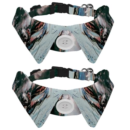 Confezione da 2 collari per cani con papillon e campana, testa di labrador retriever, regolabile, design con bavero, per gatti di piccola taglia