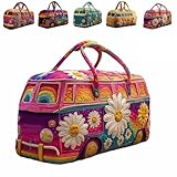 【Compatta e facile da riporre】La nuova borsa da viaggio trapuntata hippie con design a bus modello 2026 è perfetta per viaggi improvvisati. Quando non in uso, si adatta facilmente a valigie o armadi di grandi dimensioni! La compagna ideale per gite spontanee e viaggi inaspettati.