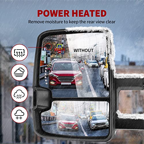 Yitamotor Towing Mirrors Compatible With Chevy Gmc, Power Heated Led Arrow Signal Light Reverse Lights , Replacement For Silverado 2008-2013 Sierra All Models, Silverado 2007 Sierra New Body Style #TOP2