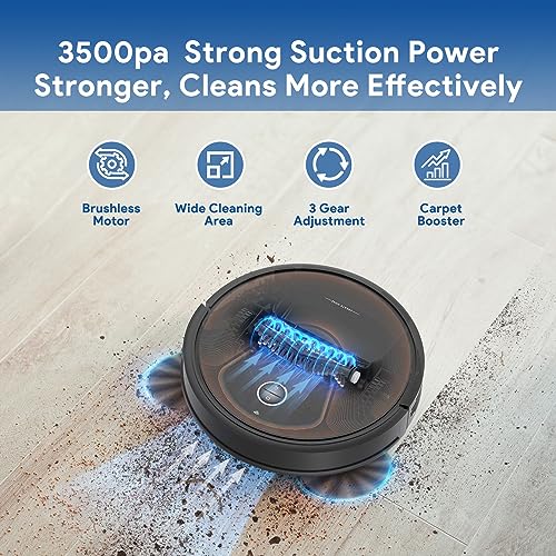 Bagotte Robot Vacuum and Mop Combo with Self-Emptying,3500Pa Super Suction,4-in-1 Robot Vacuum Cleaner for 30 Days of Cleaning,Compatible with Alexa,Ideal for Pet Hair Floor Carpet - Image 4