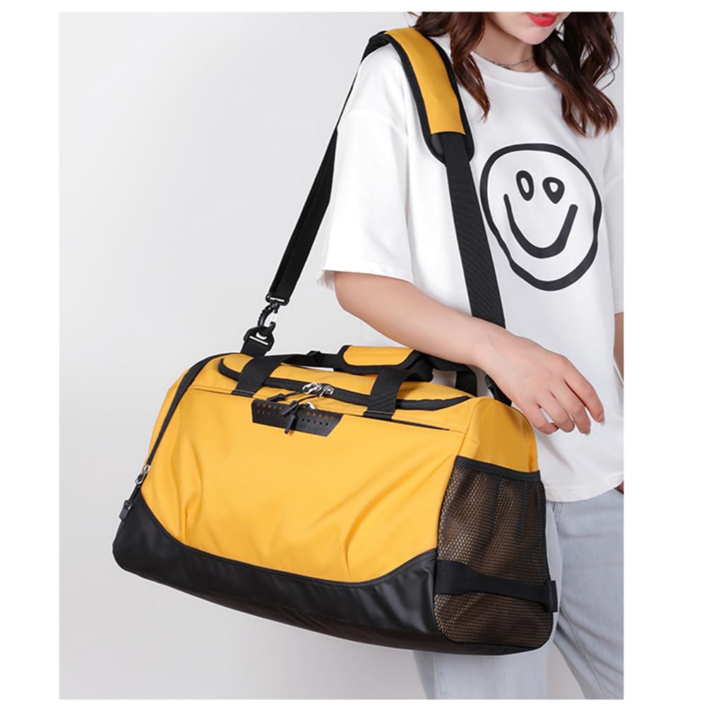 Sac de Sport Personnalisé avec Photo pour Homme Femme, Jaune | avec Compartiment Chaussures Espace Humide, pour Les Voyage, l'entraînement, le fitness, duffle bag, 51 x 28 x 24 cm