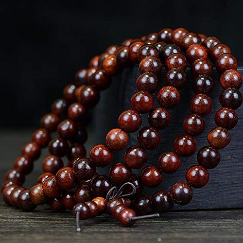 JAJAFOOK 6mm 8mm 10mm 12mm Natural Fragrant Mahogany 108 Mala Meditation Beads Tibetan Buddhism Prayer Beads Round Polished Rosary for Men Women4