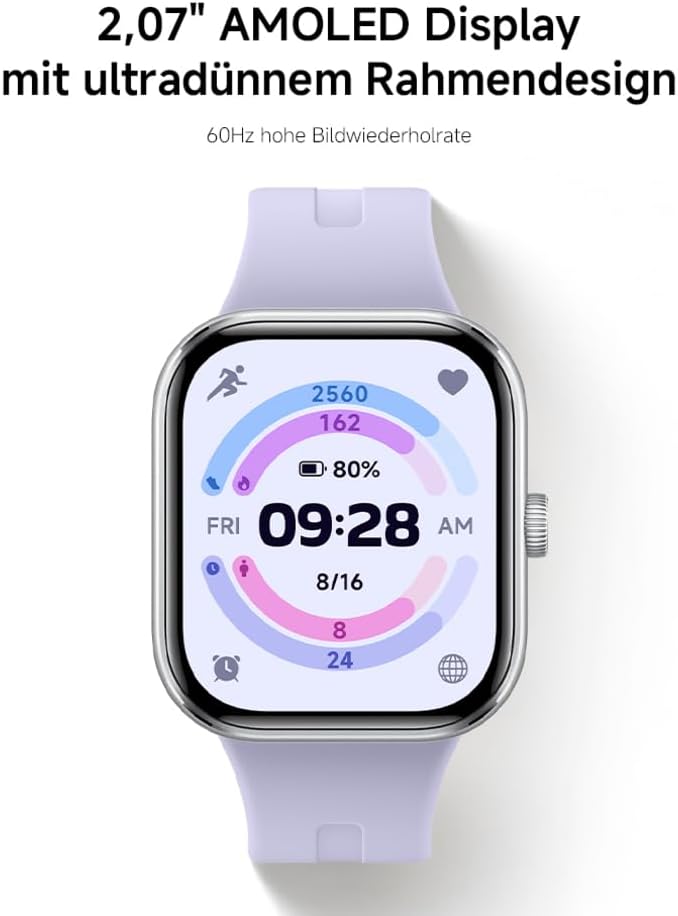 Close-up of the Xiaomi Redmi Watch 5 display showing a digital watch face.