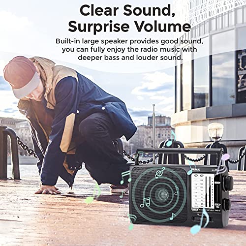 PRUNUS J-05 AM FM UKW Radio Batteriebetrieben, Kofferradio mit Exzellentem Empfang & Großem Lautsprecher, Batterie Radio… - Image 6