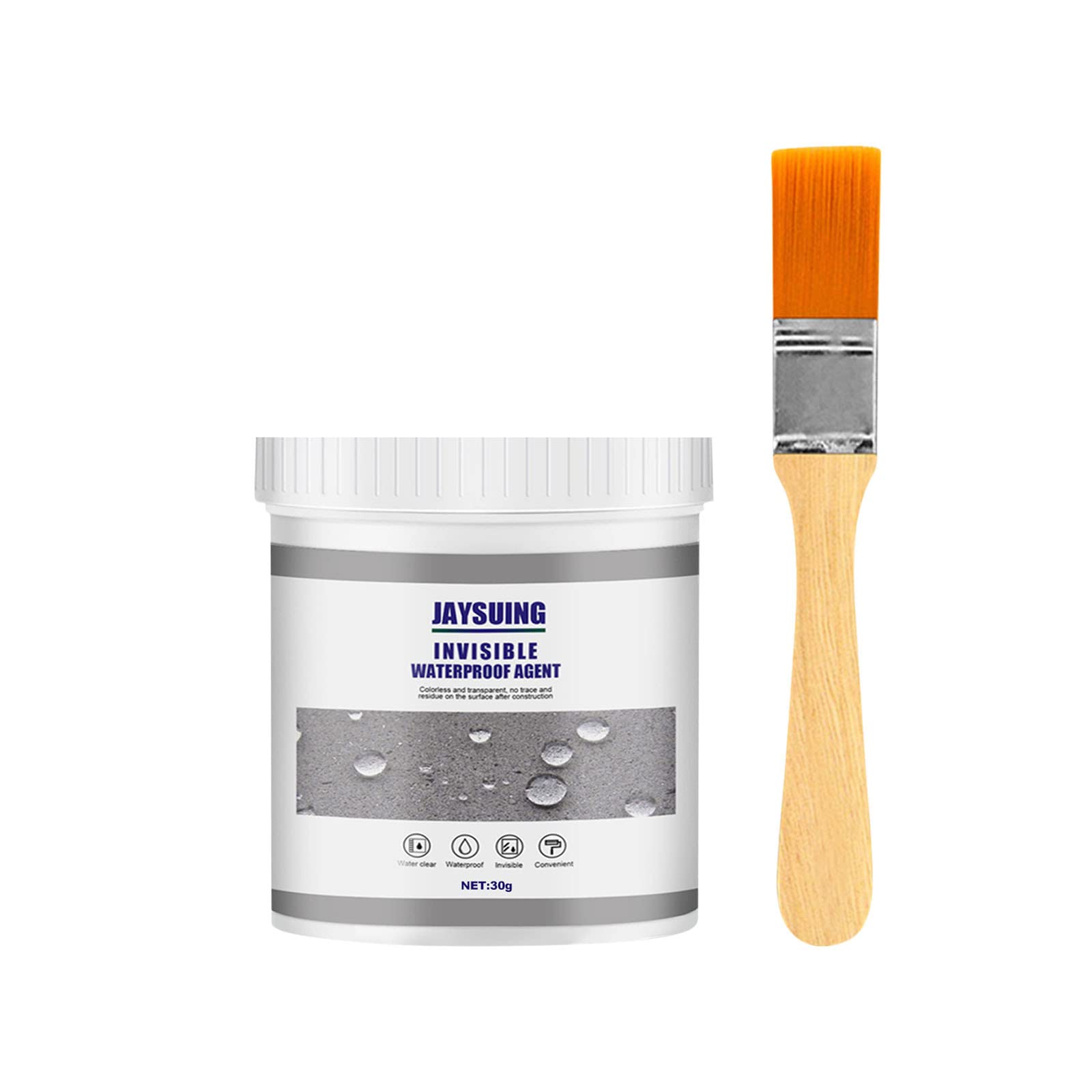 Waterproof Insulation Sealant, Jaysuing Invisible Waterproof Agent with Brush, Transparent Coating Tile Trapping Repair Wall Mending Agent for Home Roof Bathroom (30g)