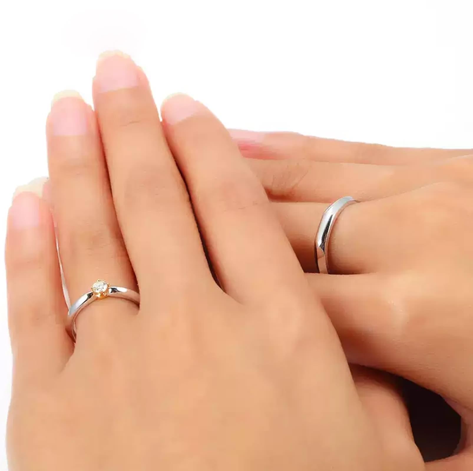 Wycian Anillos de Promesa Hombre Anillos Plateado Oro Blanco de 9 Quilates Polaco Talla 20 Sólido No Chapado Moda para Hombres Boda Joyas