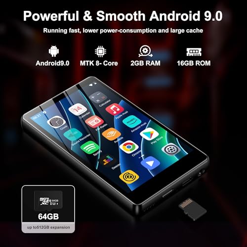 Image of SWOFY 80GB MP3 Player with Bluetooth and WiFi - M503Pro Music Player with Spotify,Pandora,Amazon Music, 4.0-inch Touch Screen Android MP4 MP3 Player for Kids with Libby,Audible,Spotify Kids,FM Radio