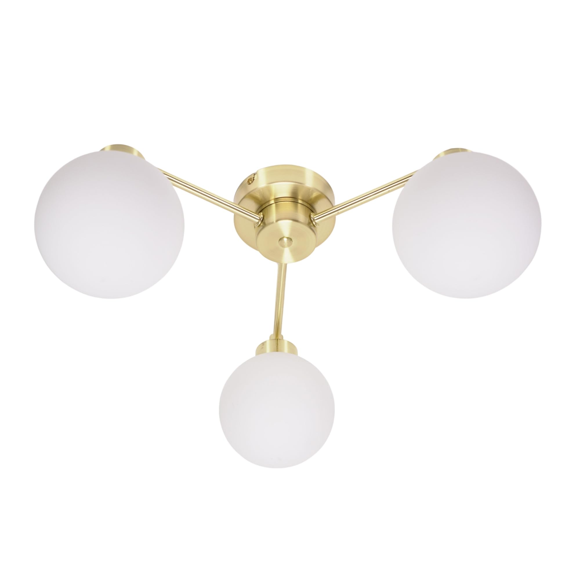 Valuelights Unisex Gold Jonah 3 Arm Globe Ball Shade Flush Ceiling Light In