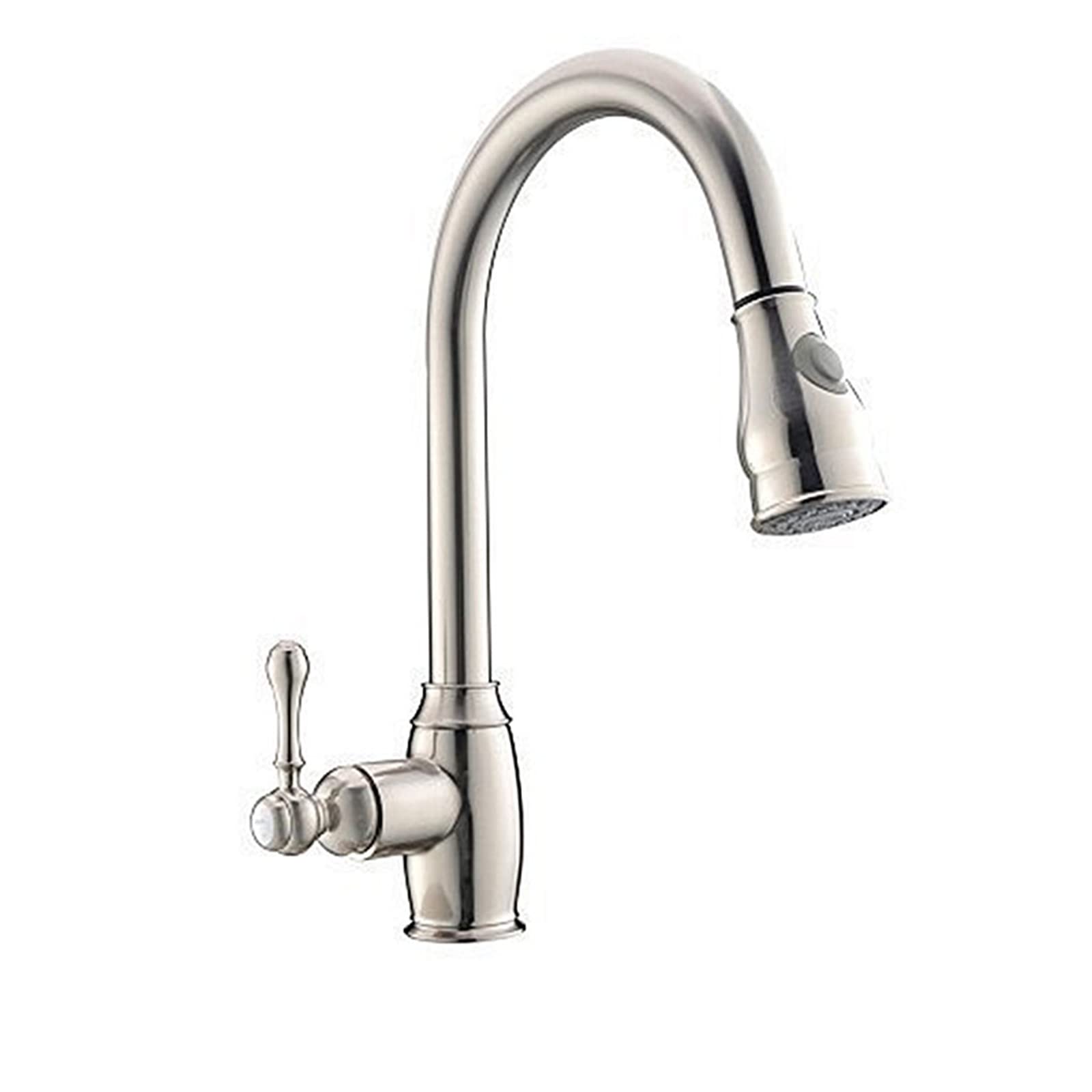 Robinet de cuisine avec pulvérisateur extractible et mitigeur chaud froid en laiton gris