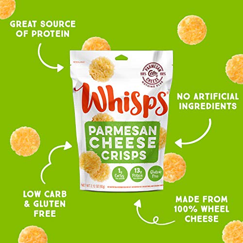 Whisps Parmesan Cheese Crisps | Keto Snack, Gluten Free, Sugar Free, Low Carb, High Protein | 2.12oz (6 Pack)