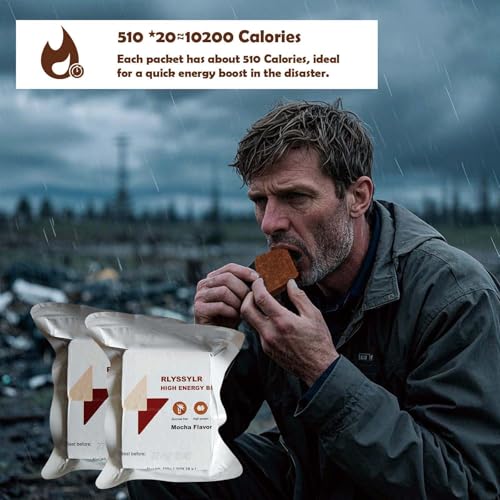 Emergency Food Ration Bars Meals 2025 Ready To Eat 20 Pack, 8 Days Sugar Free Survival Food for Outdoor Camping,20 years Long Self Life (2 PACK, Count, 2) - Thumbnail 6