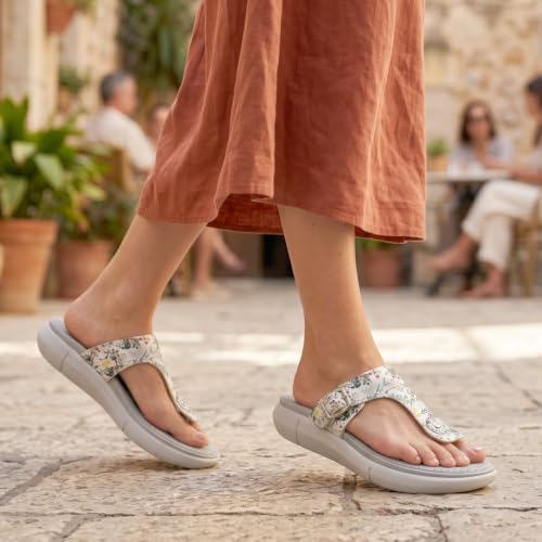 Image of KazarMax Amelia Lightweight | Cushioned | Bounce Back | Floral Printed Flat Thong Sandals For Women