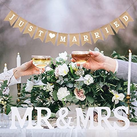 Guirnalda Arpillera Boda Just Married con Letras Madera Mr Mrs Cover