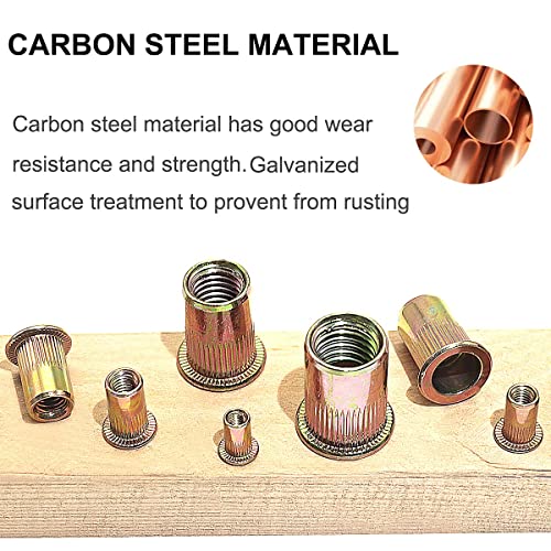 Eilxmag 400Pcs Sae & Metric Rivet Nut Kit Carbon Steel Rivnut Threaded Inserts Assortment Set Nutserts (Standard #6 To 1/2, M3 To M12, 14 Sizes) #TOP3