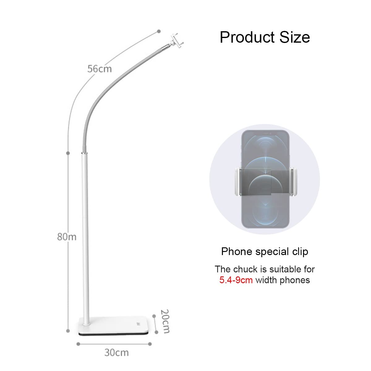 GENYS Supporto Cellulare Porta Telefono per Letto Supporto per Telefono con Braccio Regolabile, 360 Girevole, per Comodino, Divano, Pavimento, in Piedi Seduto sdraiato (Color : Black)
