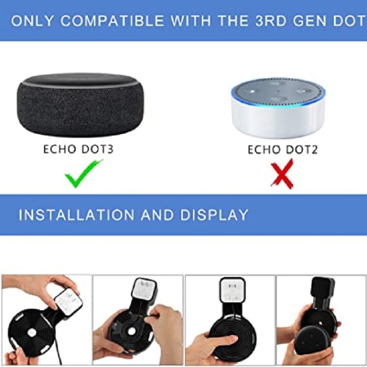 Support de montage mural Echo Dot 3 pour masquer les câbles électriques
