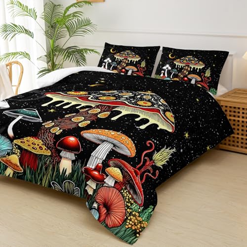 lneffble Mushroom Comforter Full Bed SetFull Size Mushroom Bedding Setwith 1 Comforter with 2 Pillow Case