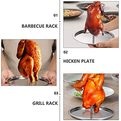 Cabilock Rack de Aço Inoxidável Torrador De Frango Frango Vertical Titular Rack Stand Com Bandeja pa