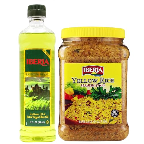 Iberia Aceite Extra Virgen y Girasol, 17 Fl Oz + Arroz Amarillo Español