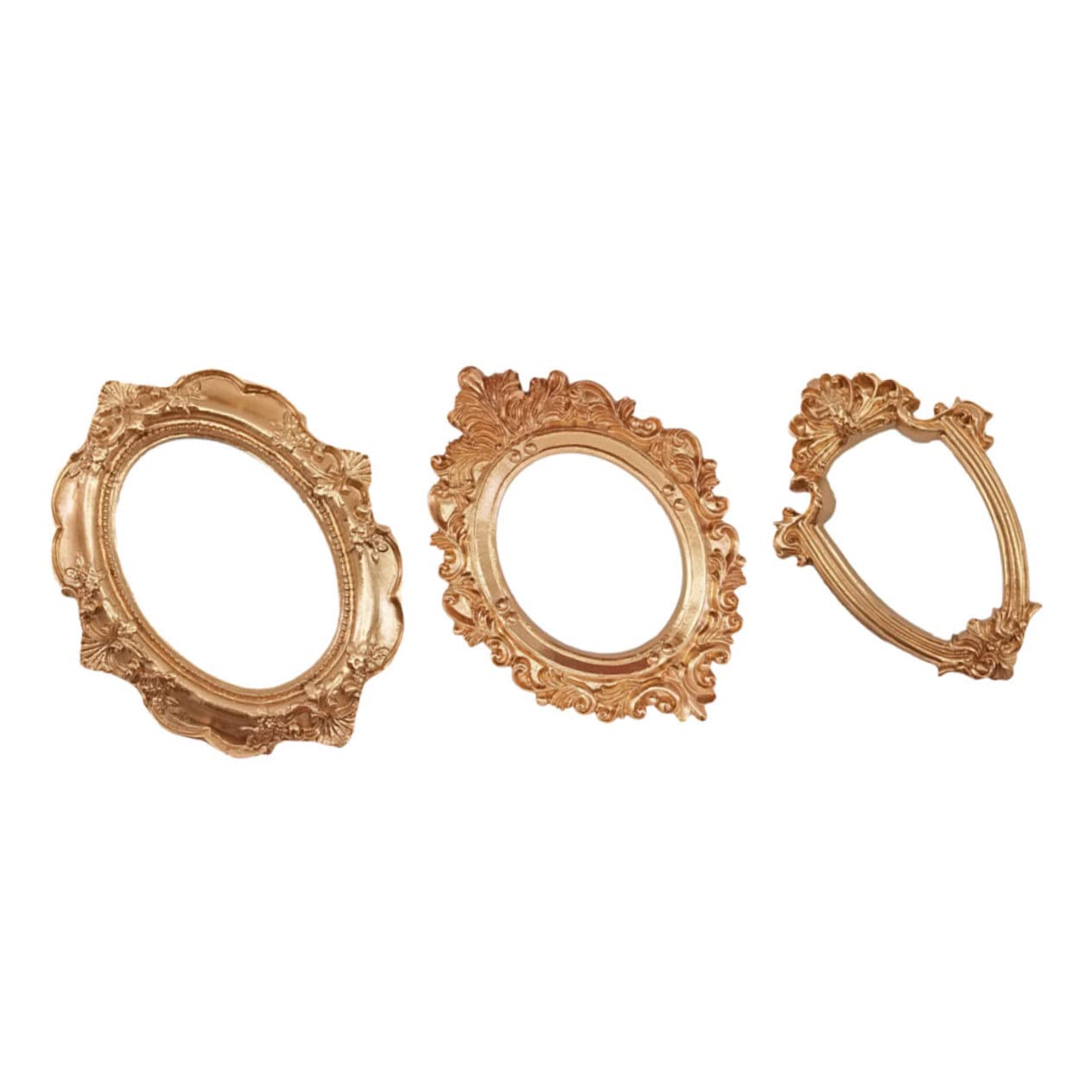 Angoily Picture Frame Mini Vintage 3pcs Resin Photo Props for Baby Photo Home Decor Gold Frame